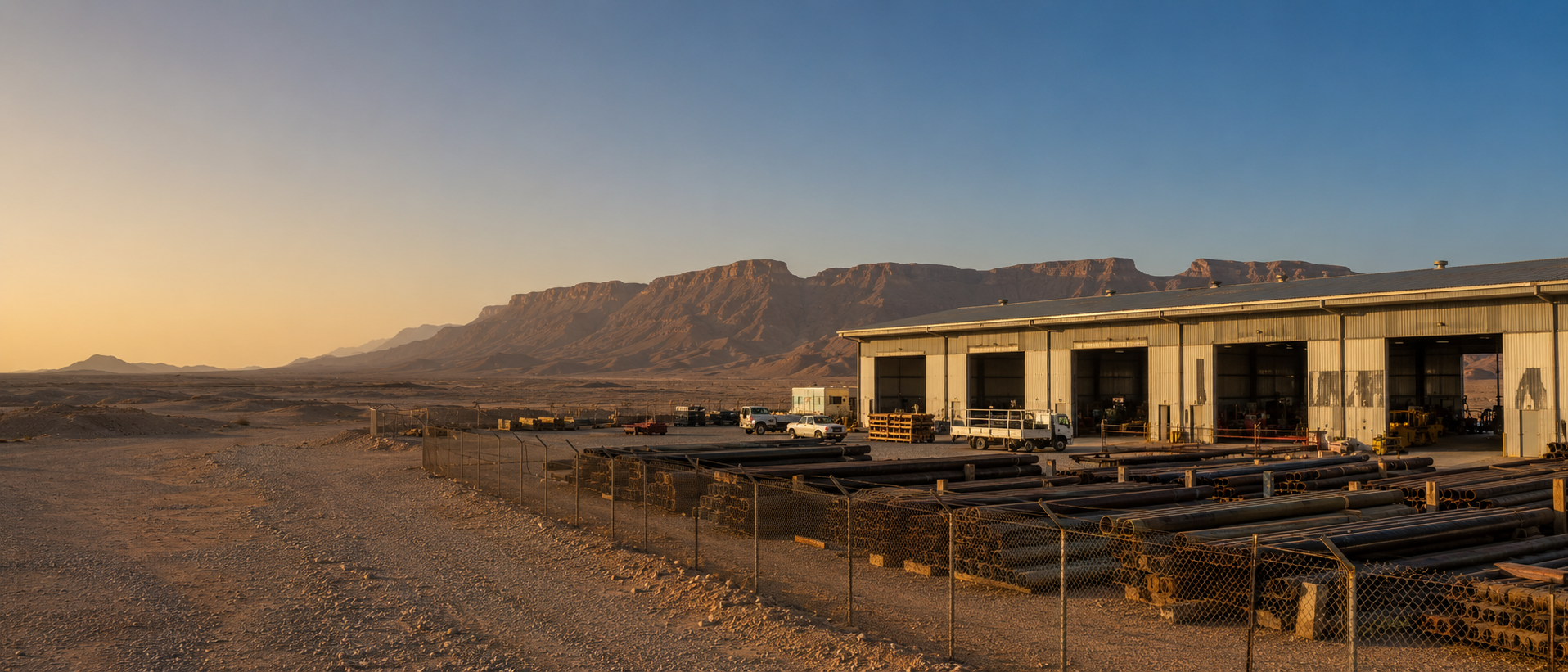 Black Gold Energy facility yard in the Omani desert, Nizwa